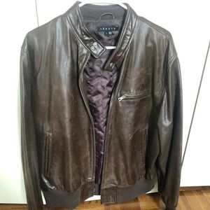 Theory Large Brown Leather Jacket